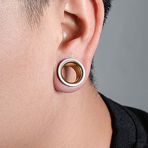 2PCS Stainless Steel Screw Ear Gauges Tunnels Hollow Double Flare Black Gold For Man For Woman Body Piercing Jewelry 6mm-30mm Stretcher