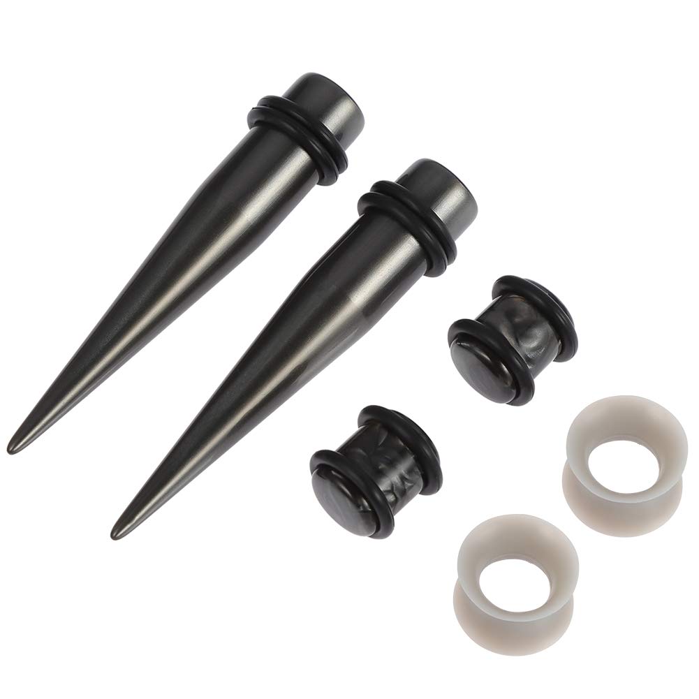 50 Pieces Ear Stretching Kit 14G-00G Acrylic Tapers and Plugs + Silicone Tunnels - Ear Gauges Expander Set Body Piercing Jewelry