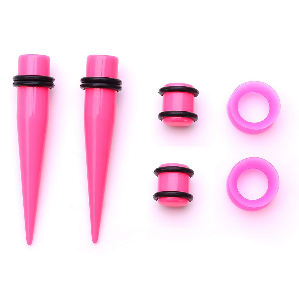50 Pieces Ear Stretching Kit 14G-00G Acrylic Tapers and Plugs + Silicone Tunnels - Ear Gauges Expander Set Body Piercing Jewelry