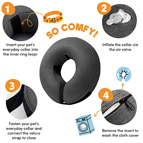 BENCMATE Protective Inflatable Collar for Dogs and Cats - Soft Pet Recovery Collar Does Not Block Vision E-Collar (X-Large, Blue)