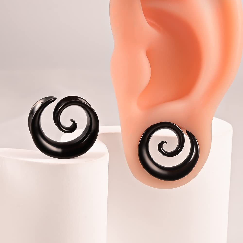 2PCS Spiral Saddle Ear Tunnels Plugs 316 Stainless Steel Ear Gauges Hypoallergenic Earrings Expander Stretcher Piercing Body Jewelry 0g-1"(8mm-25mm)