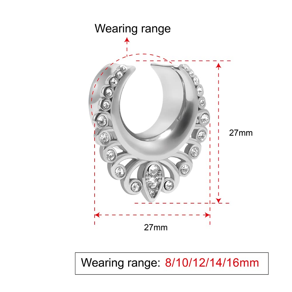 2PCS Moon Ear Gauges Ear Plugs and Tunnels Gauge for Ears Expander Piercing Gauge 10mm-25mm(00g-1")