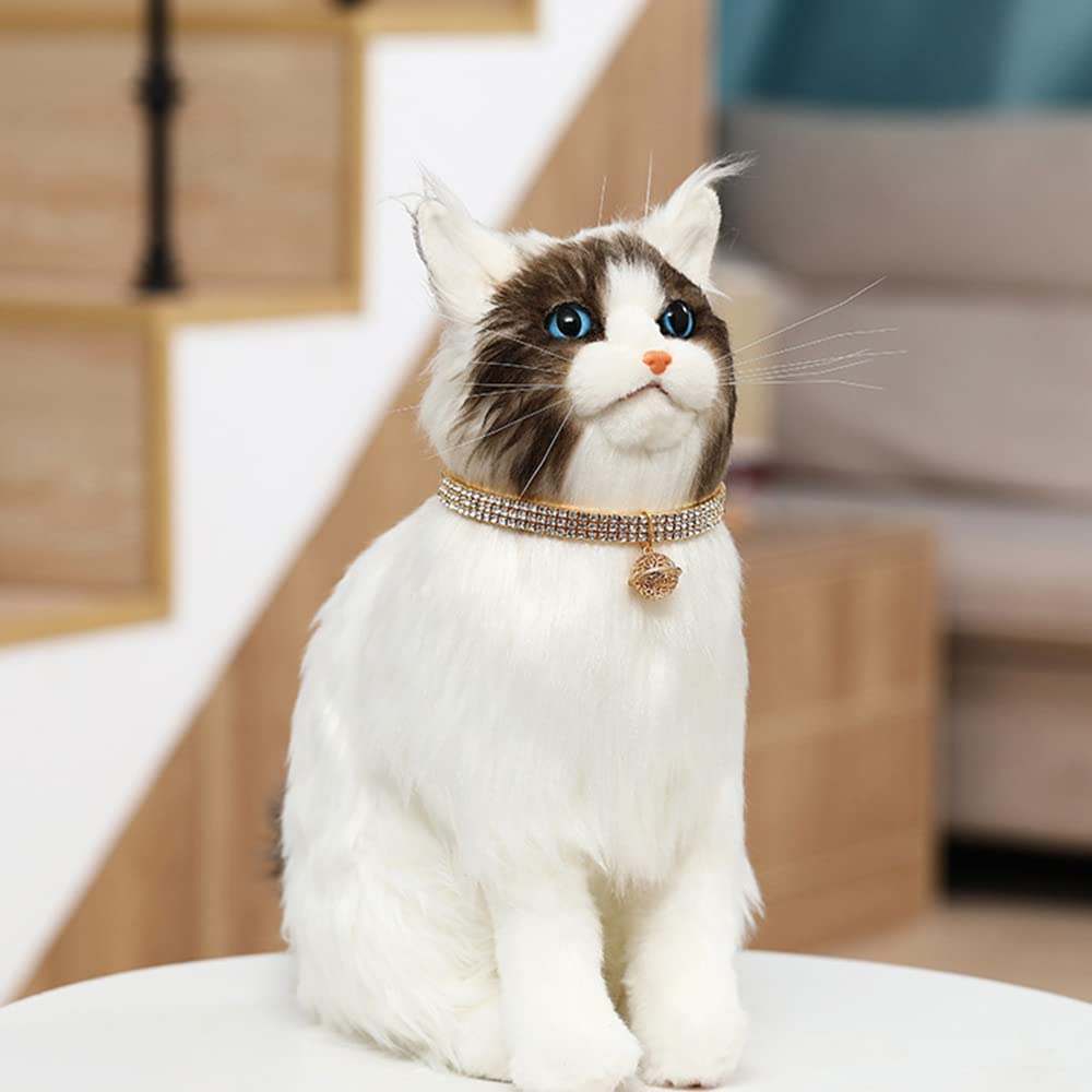 Pet Collar Gold with Diamond Shiny Adjustable Crystal Wedding Cat Collar Dog Small and Medium Pet Collar Glitter Decoration