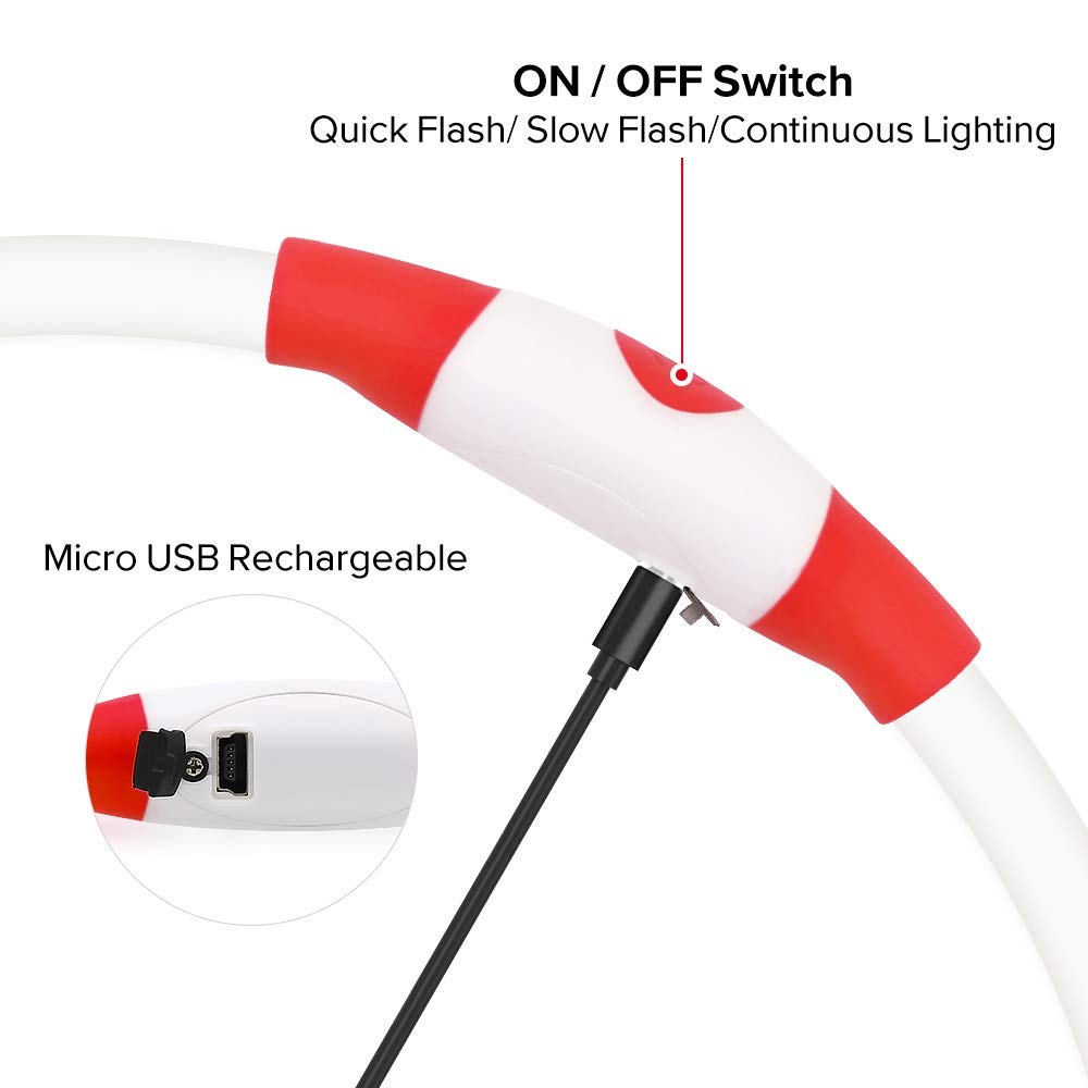 BSeen LED Pet Collar, USB Rechargeable, Glowing for Night Safety, Fashion Light up Collar for Small Medium Large Dogs (Pink)