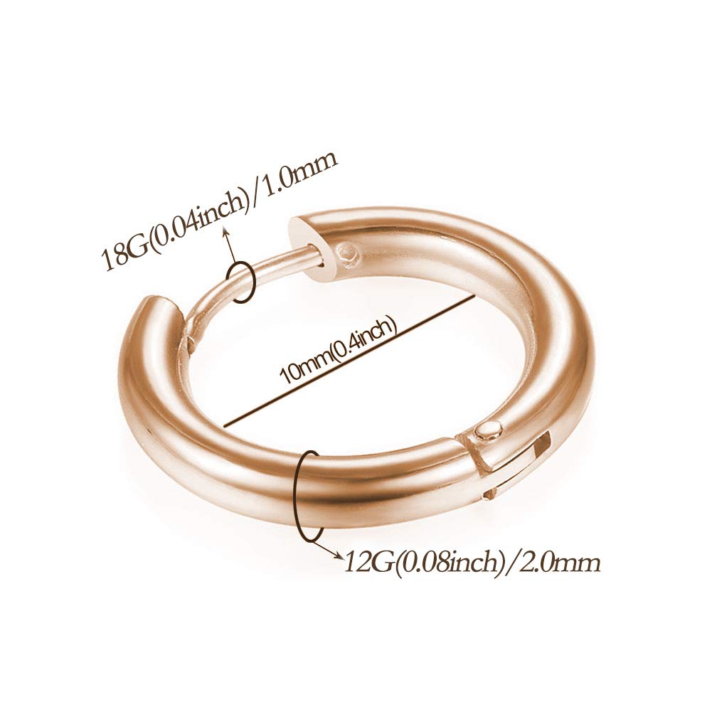 316L Surgical Stainless Steel Huggie Hoop Earrings 6mm 8mm 10mm 11mm 12mm 14mm Hypoallergenic Earrings Hoop Cartilage Helix Lobes Hinged Sleeper Earrings For Men Women Girls