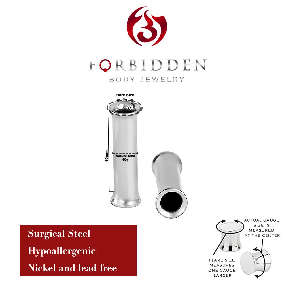 Forbidden Body Jewelry Ear Gauges, Ear Tunnels, Tunnels For Ears, 12G-2 Inch Surgical Steel Mirror Finish Double Flared Tunnel Plug Earrings (Sold in Pairs)