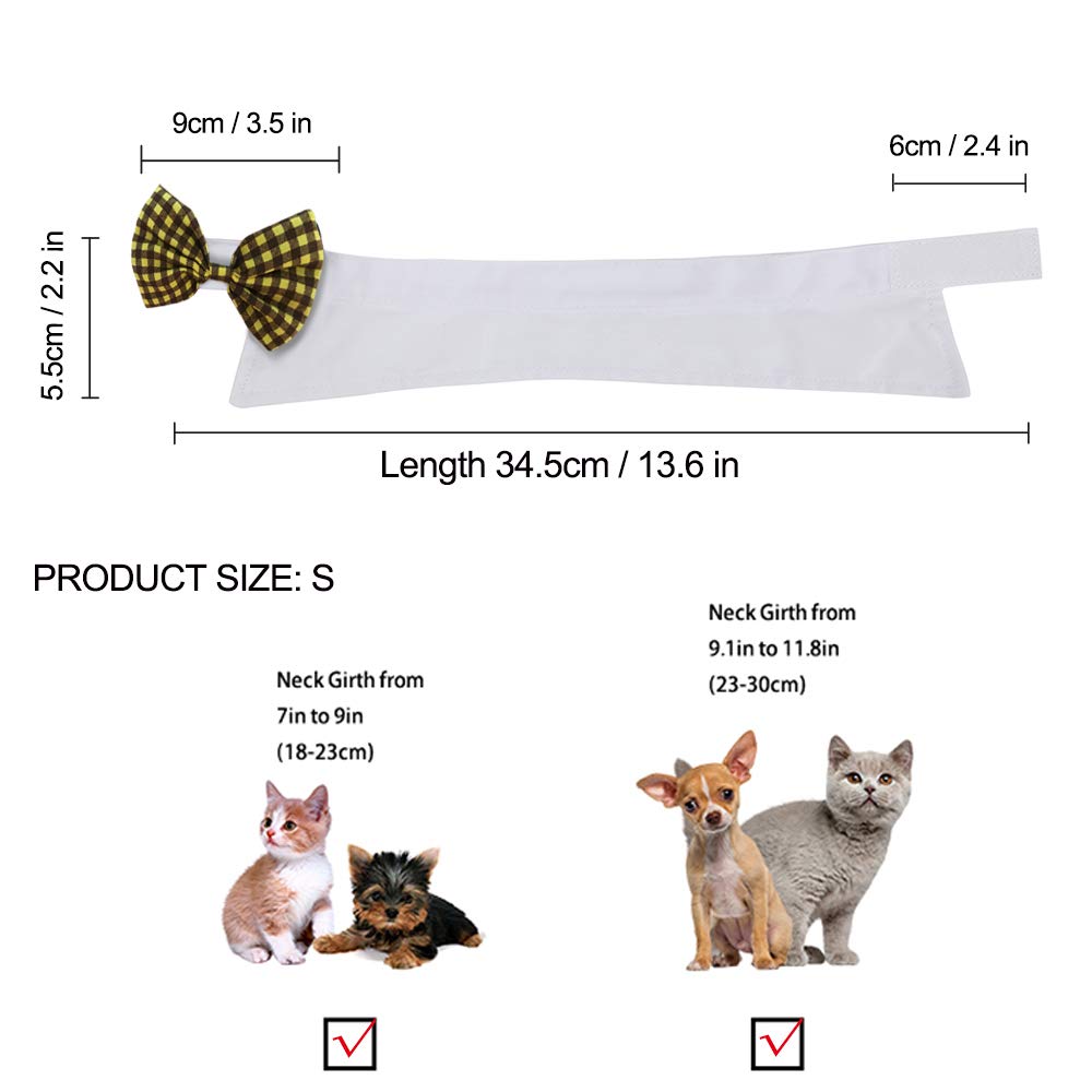 Handcrafted Adjustable Formal Pet Bowtie Collar Neck Tie for Dogs & Cats (S, Black)