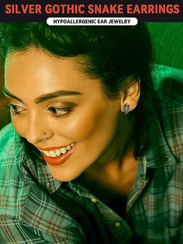 FaithHeart Dragon/Dinosaur/Snake Hoop Earrings for Men, Sturdy Stainless Steel Punk Biker Animals Hypoallergenic Jewelry, Gift Box