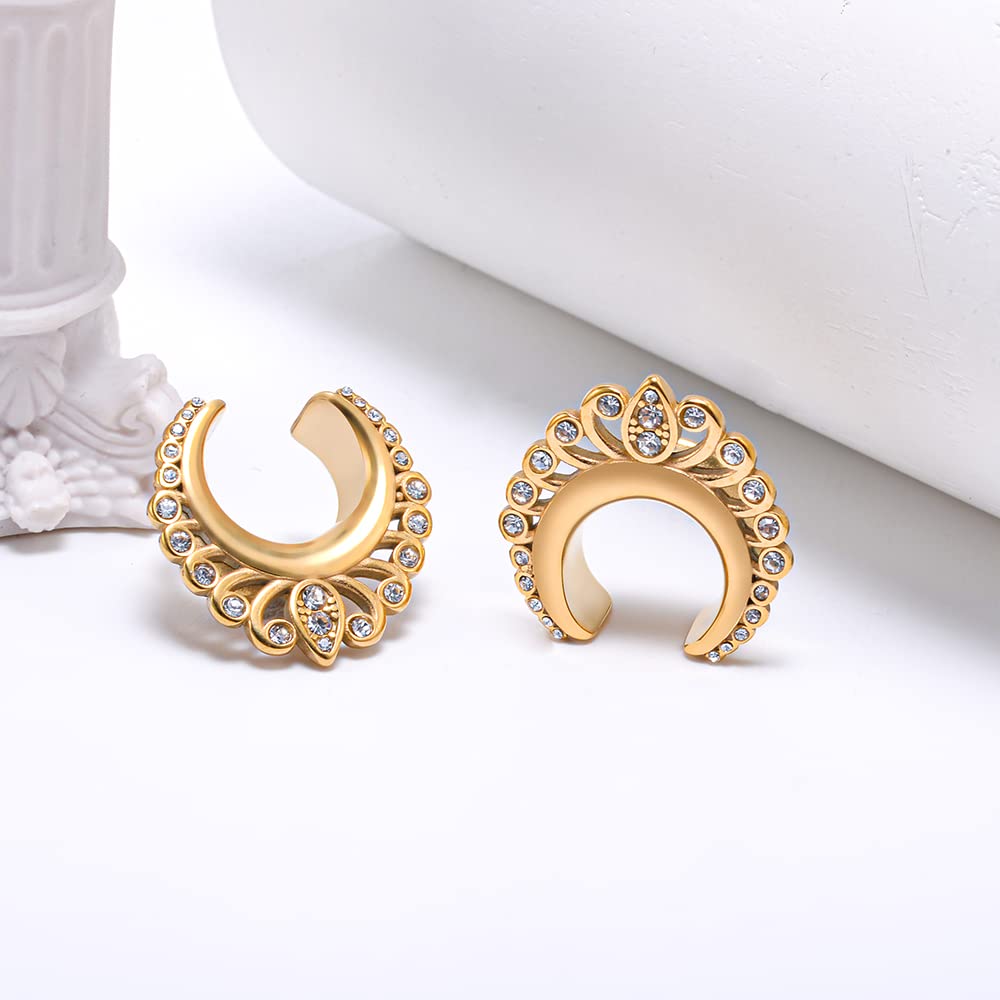 2PCS Moon Ear Gauges Ear Plugs and Tunnels Gauge for Ears Expander Piercing Gauge 10mm-25mm(00g-1")