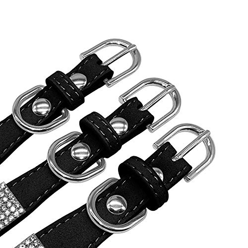 Rhinestone Dog Collar, Cute Dazzling Sparkling Soft Suede Leather Dog Cat Rhinestone Collar Crystal Diamond Pet Dog Puppy Collar (XS, Blue-1)