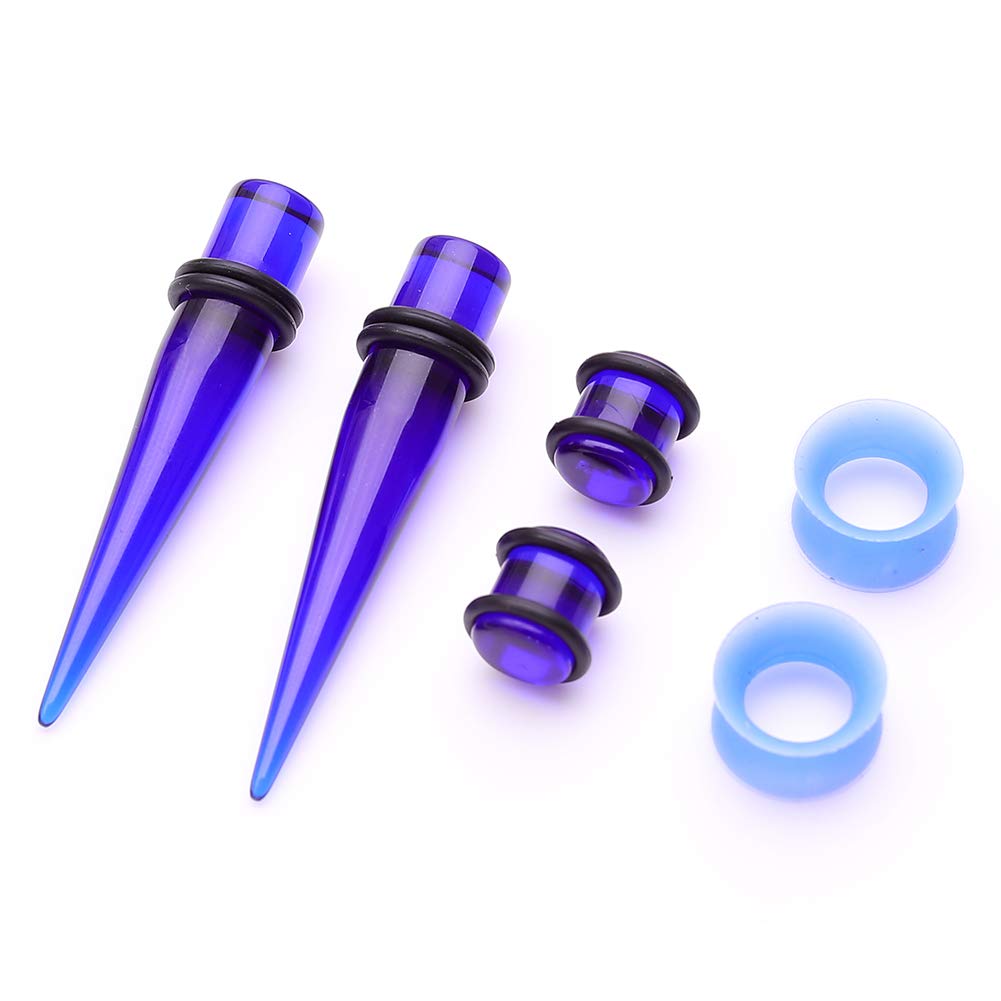 50 Pieces Ear Stretching Kit 14G-00G Acrylic Tapers and Plugs + Silicone Tunnels - Ear Gauges Expander Set Body Piercing Jewelry