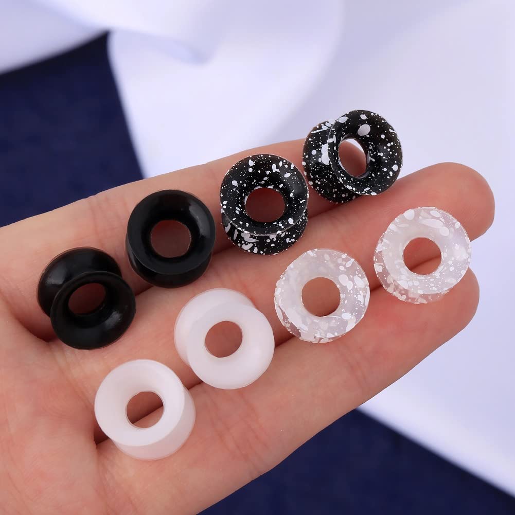 OUFER 8PCS Silicone Ear Gauges Flexible Ear Tunnels Plugs Stretchers Expander Double Flared Flesh Ear Piercing Jewelry for Women Men
