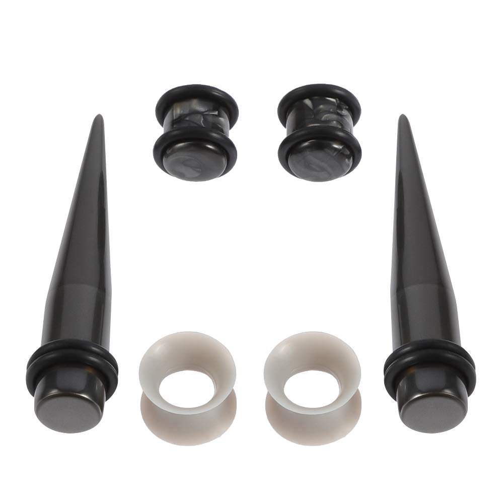 50 Pieces Ear Stretching Kit 14G-00G Acrylic Tapers and Plugs + Silicone Tunnels - Ear Gauges Expander Set Body Piercing Jewelry