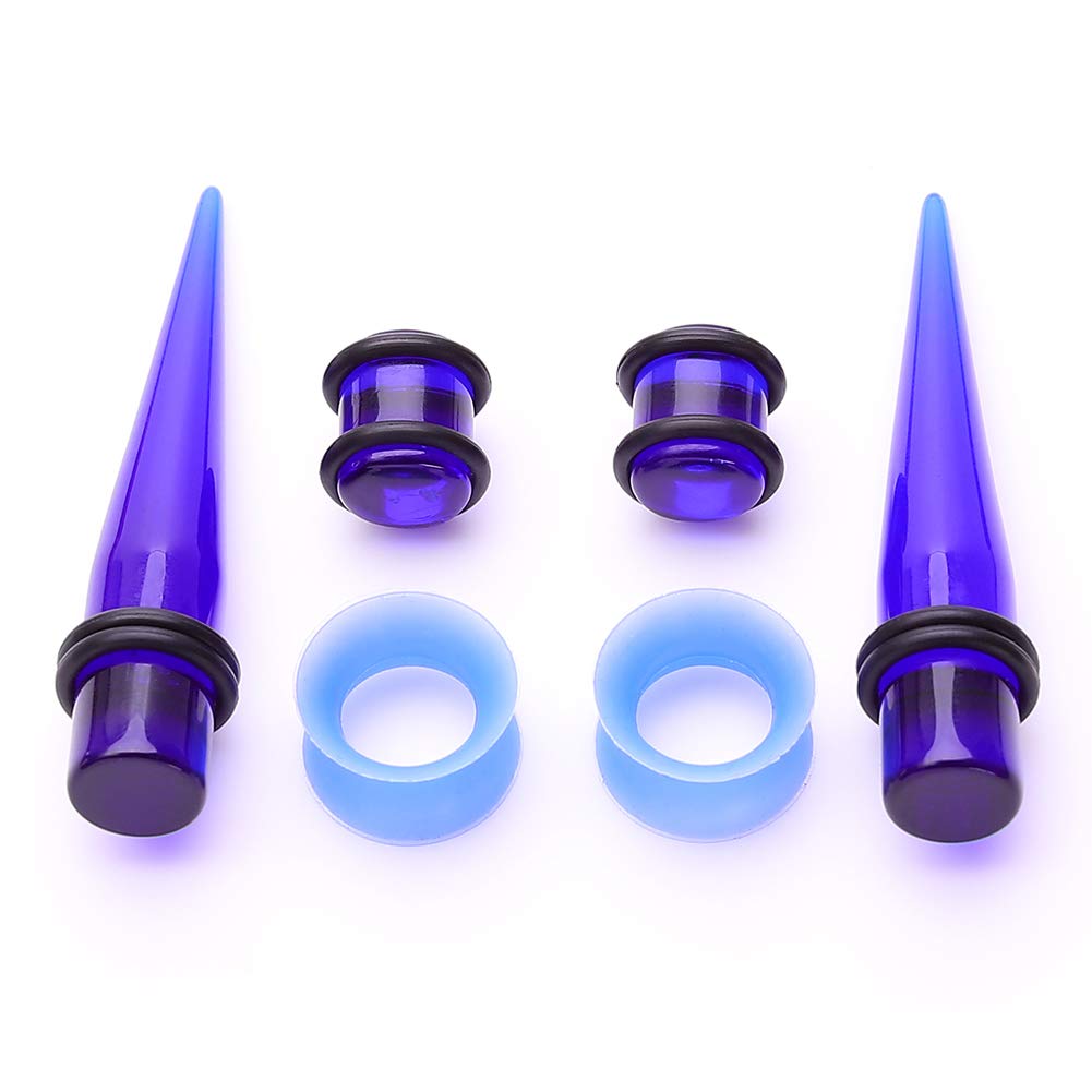 50 Pieces Ear Stretching Kit 14G-00G Acrylic Tapers and Plugs + Silicone Tunnels - Ear Gauges Expander Set Body Piercing Jewelry