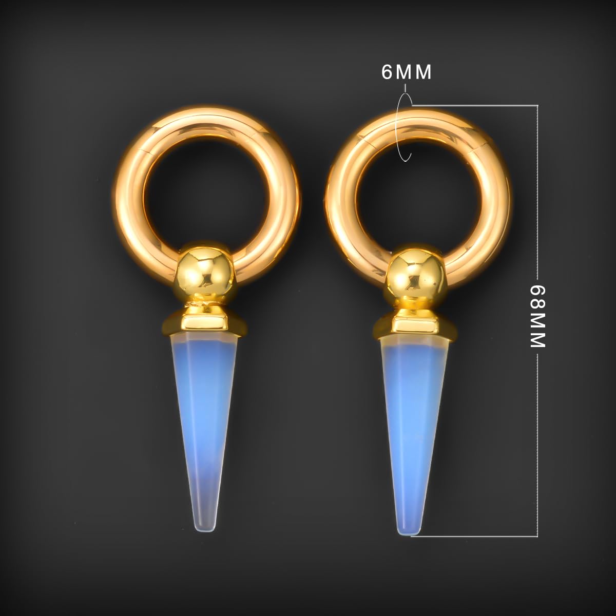 2g Ear Hanger Heavy Dangle Gauge Plug For Women 6mm Ear Weight For Stretched Ears Opal Gauge Tunnels For Ear Women Body Piercing Jewelry