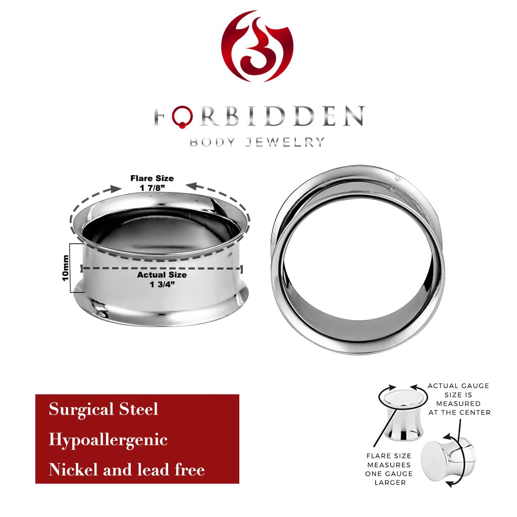 Forbidden Body Jewelry Ear Gauges, Ear Tunnels, Tunnels For Ears, 12G-2 Inch Surgical Steel Mirror Finish Double Flared Tunnel Plug Earrings (Sold in Pairs)