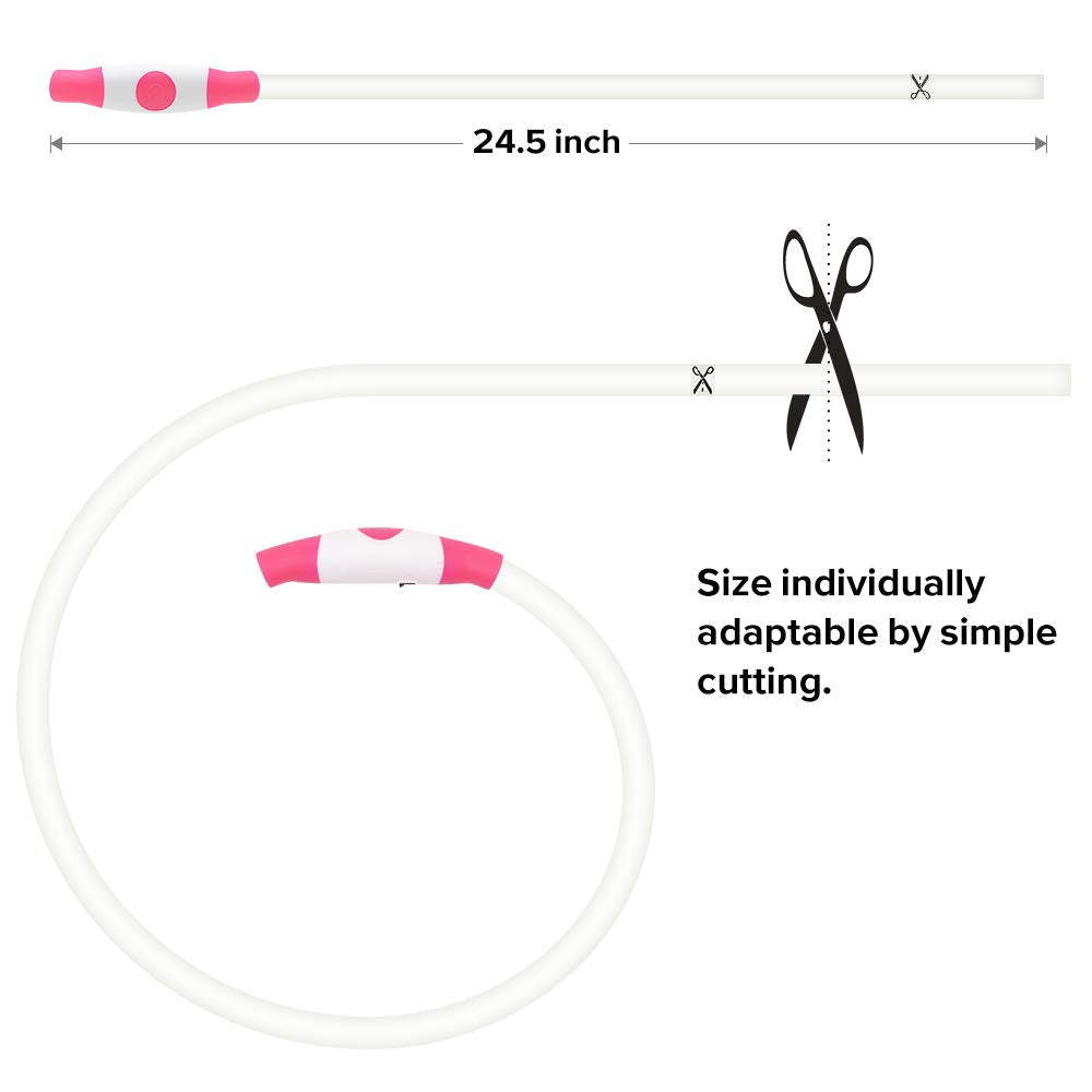 BSeen LED Pet Collar, USB Rechargeable, Glowing for Night Safety, Fashion Light up Collar for Small Medium Large Dogs (Pink)
