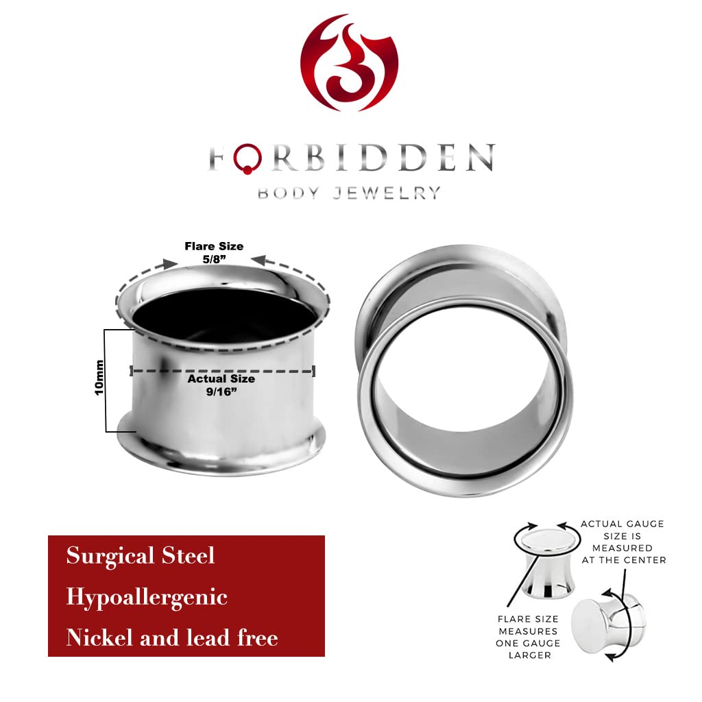 Forbidden Body Jewelry Ear Gauges, Ear Tunnels, Tunnels For Ears, 12G-2 Inch Surgical Steel Mirror Finish Double Flared Tunnel Plug Earrings (Sold in Pairs)
