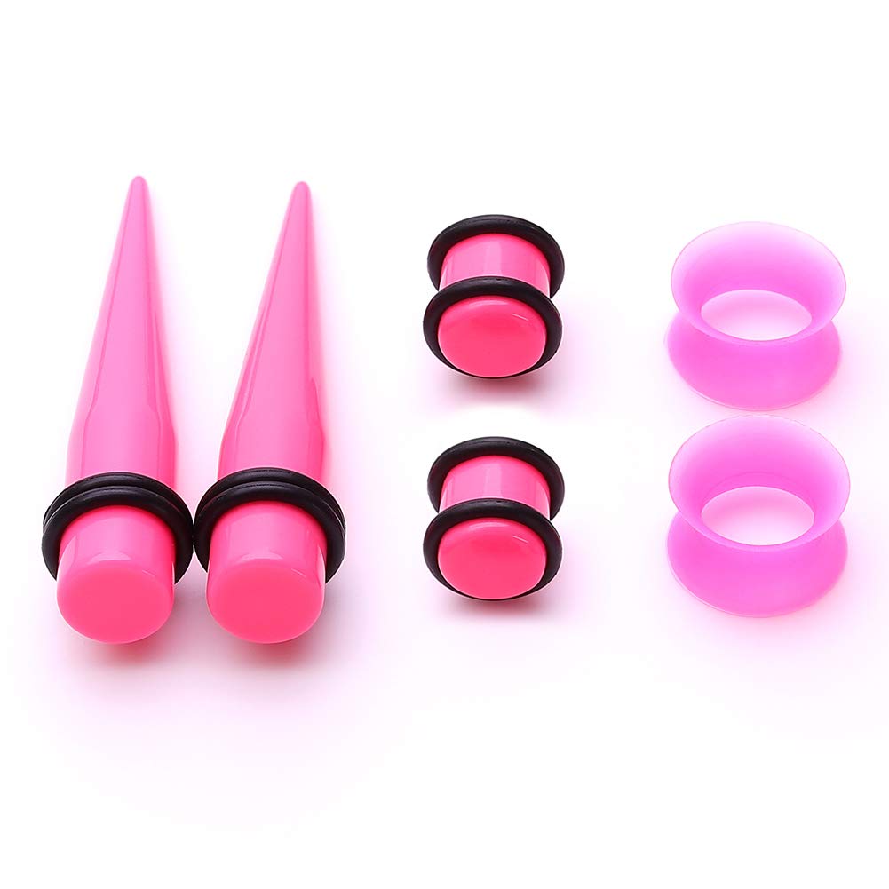 50 Pieces Ear Stretching Kit 14G-00G Acrylic Tapers and Plugs + Silicone Tunnels - Ear Gauges Expander Set Body Piercing Jewelry