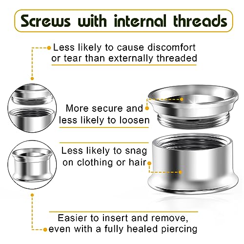 Pair of Internal Screw 316L Surgical Steel Double Flared Saddle Piercing Jewelry Stretcher Ear Plug Earring Lobe flesh Tunnel