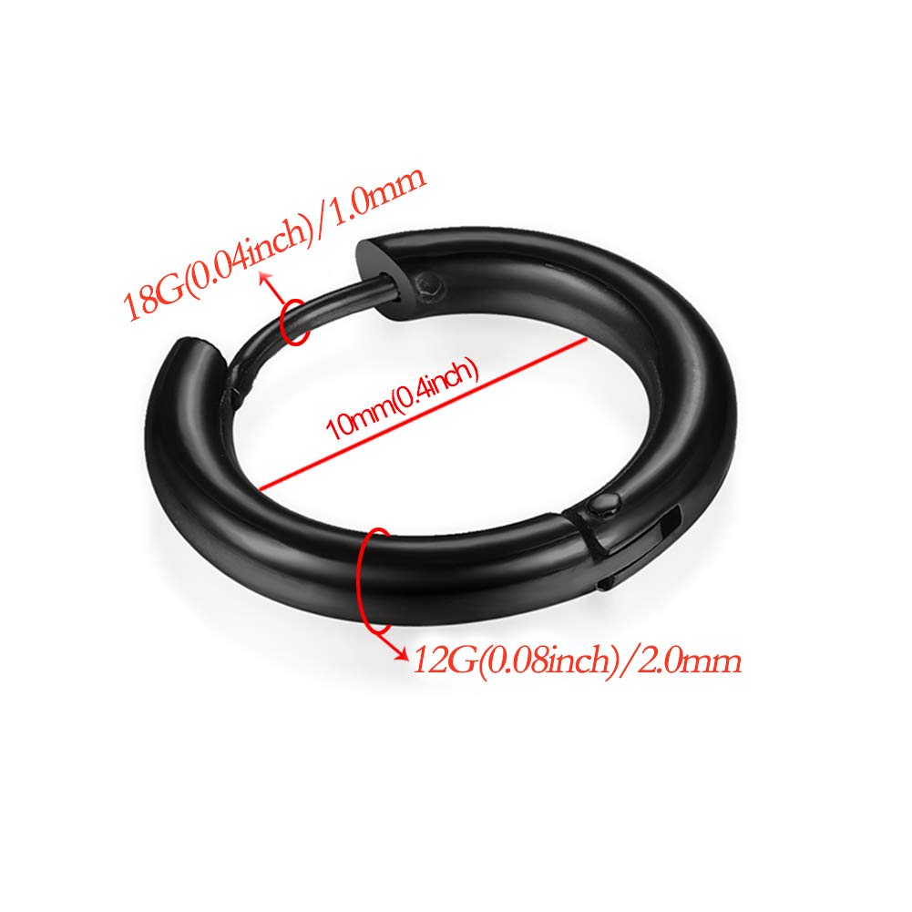 316L Surgical Stainless Steel Huggie Hoop Earrings 6mm 8mm 10mm 11mm 12mm 14mm Hypoallergenic Earrings Hoop Cartilage Helix Lobes Hinged Sleeper Earrings For Men Women Girls