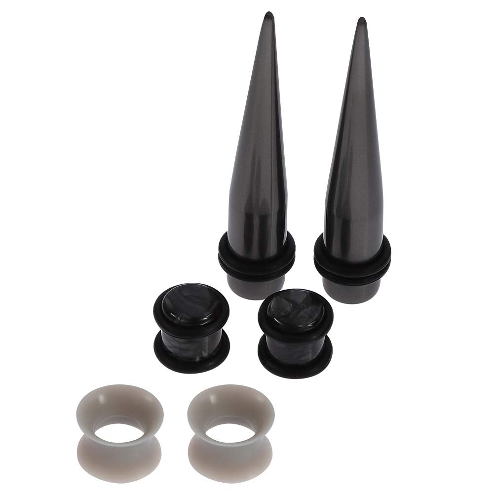 50 Pieces Ear Stretching Kit 14G-00G Acrylic Tapers and Plugs + Silicone Tunnels - Ear Gauges Expander Set Body Piercing Jewelry