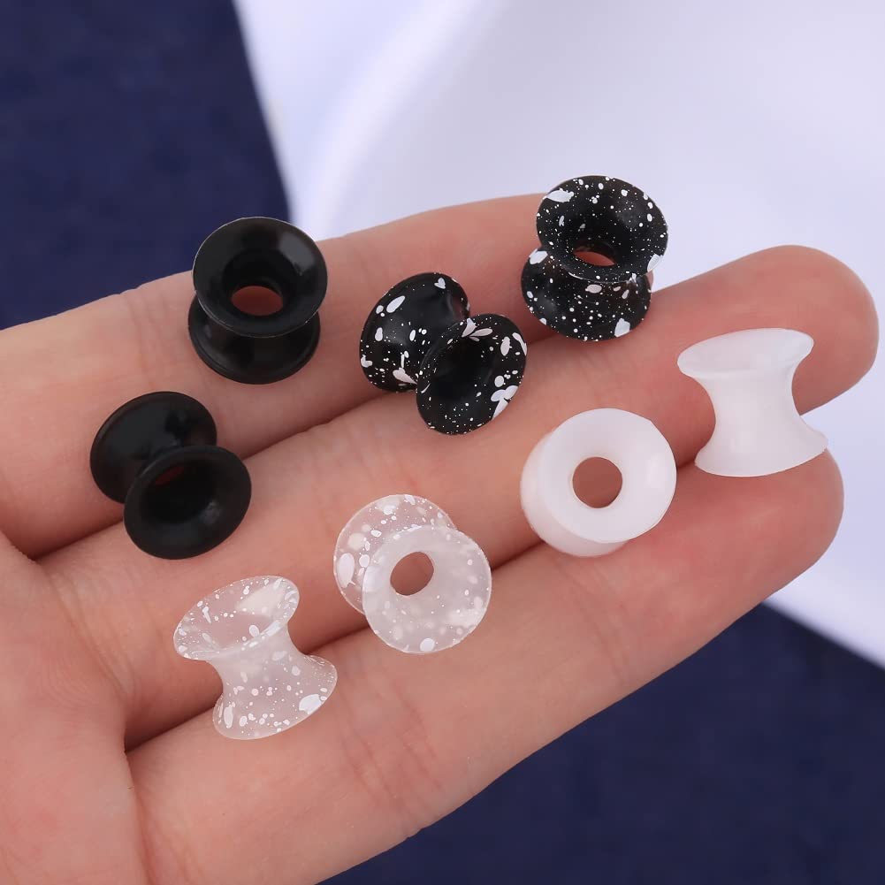 OUFER 8PCS Silicone Ear Gauges Flexible Ear Tunnels Plugs Stretchers Expander Double Flared Flesh Ear Piercing Jewelry for Women Men