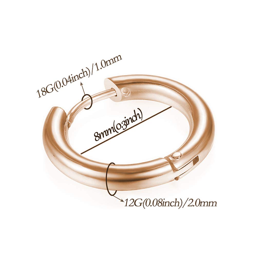 316L Surgical Stainless Steel Huggie Hoop Earrings 6mm 8mm 10mm 11mm 12mm 14mm Hypoallergenic Earrings Hoop Cartilage Helix Lobes Hinged Sleeper Earrings For Men Women Girls