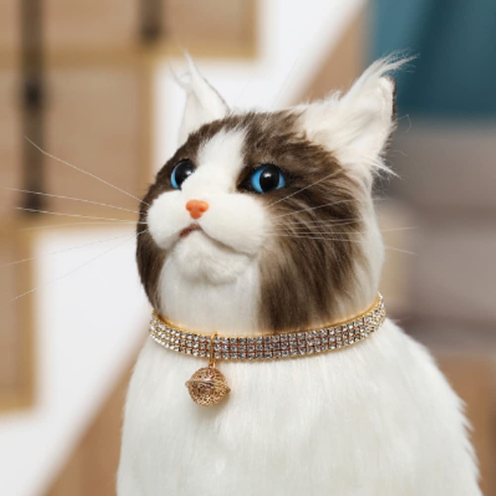 Pet Collar Gold with Diamond Shiny Adjustable Crystal Wedding Cat Collar Dog Small and Medium Pet Collar Glitter Decoration