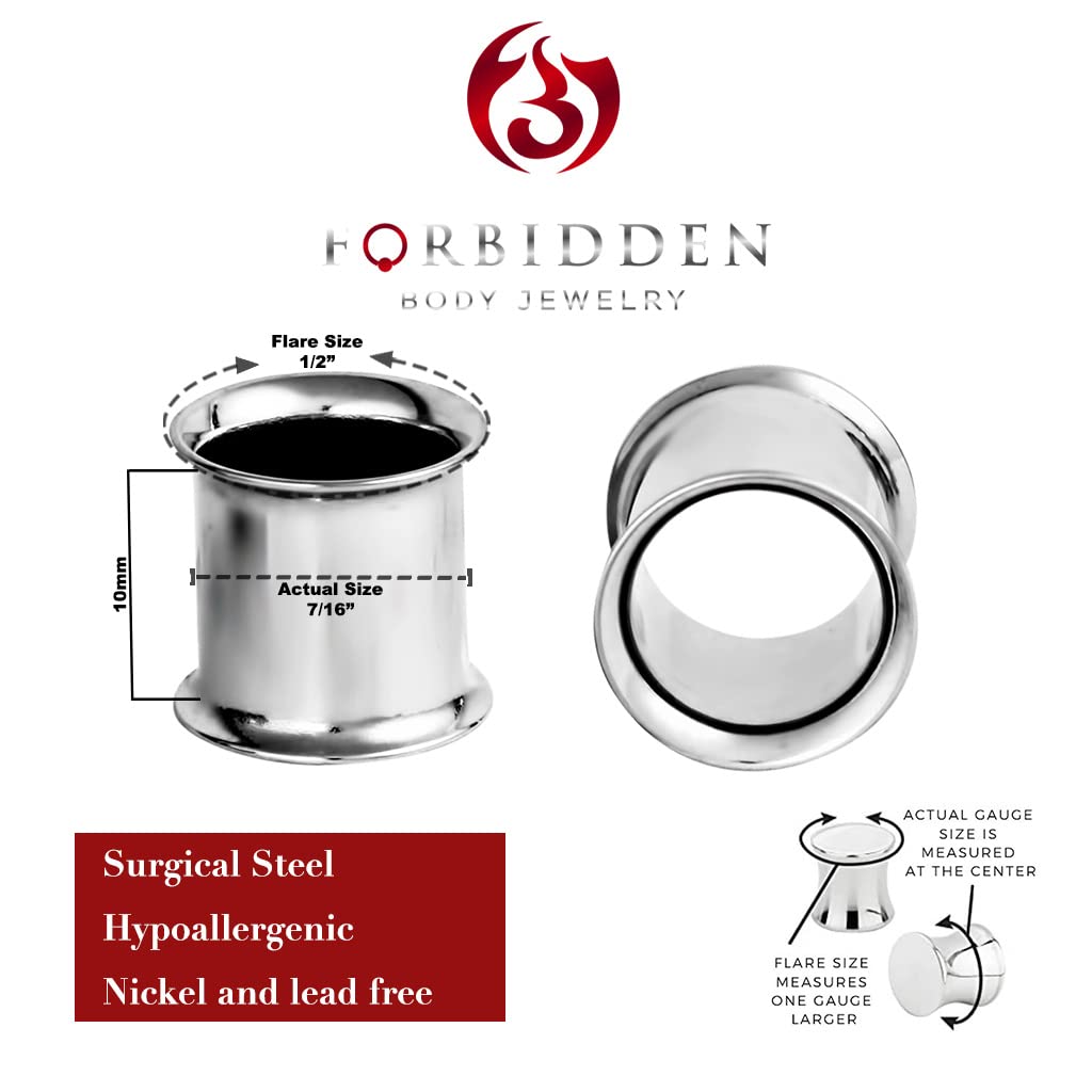 Forbidden Body Jewelry Ear Gauges, Ear Tunnels, Tunnels For Ears, 12G-2 Inch Surgical Steel Mirror Finish Double Flared Tunnel Plug Earrings (Sold in Pairs)