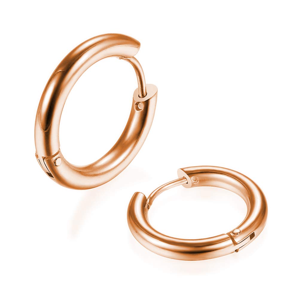 316L Surgical Stainless Steel Huggie Hoop Earrings 6mm 8mm 10mm 11mm 12mm 14mm Hypoallergenic Earrings Hoop Cartilage Helix Lobes Hinged Sleeper Earrings For Men Women Girls