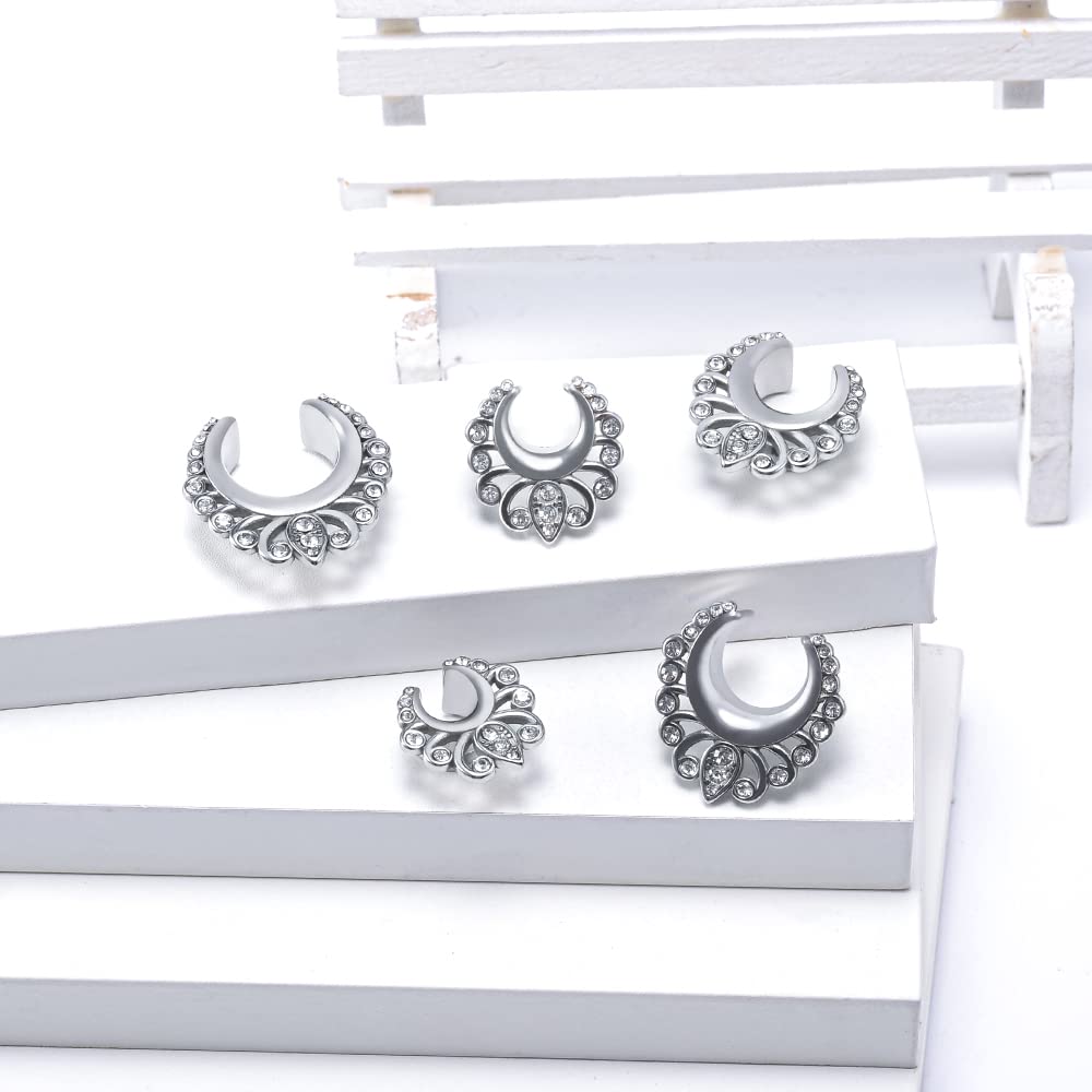 2PCS Moon Ear Gauges Ear Plugs and Tunnels Gauge for Ears Expander Piercing Gauge 10mm-25mm(00g-1")