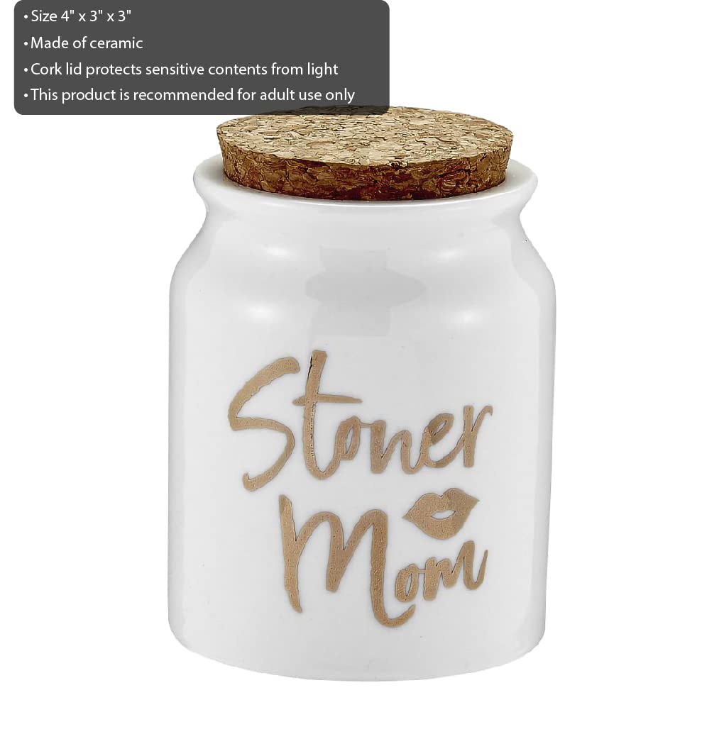 FASHIONCRAFT 88070 Stoner Girl Stash Jar – White with Gold Letters, Novetly Stash Jar, Herb Jar