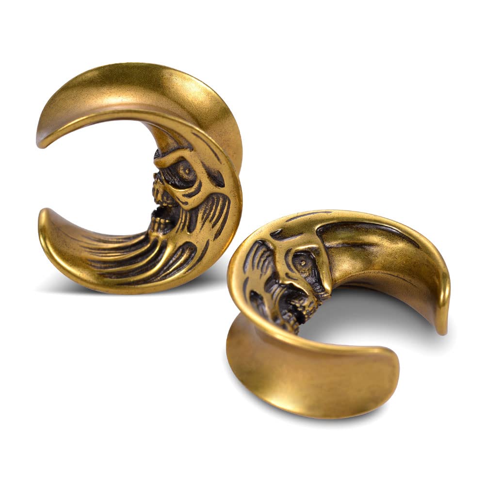 2PCS Moon Ear Gauges Ear Plugs and Tunnels Gauge for Ears Expander Piercing Gauge 10mm-25mm(00g-1")