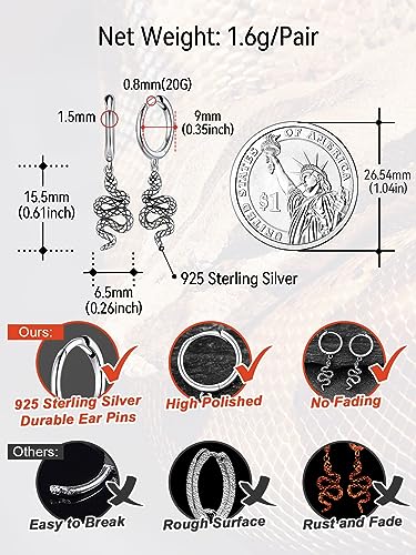 FaithHeart Dragon/Dinosaur/Snake Hoop Earrings for Men, Sturdy Stainless Steel Punk Biker Animals Hypoallergenic Jewelry, Gift Box