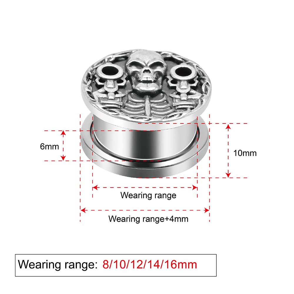 1 Pair Stainless Steel Dragon Head Ear Gauges Tunnels Jewelry For Man For Woman Body Piercing Jewelry 2g-1/2 Inch Stretcher Plugs