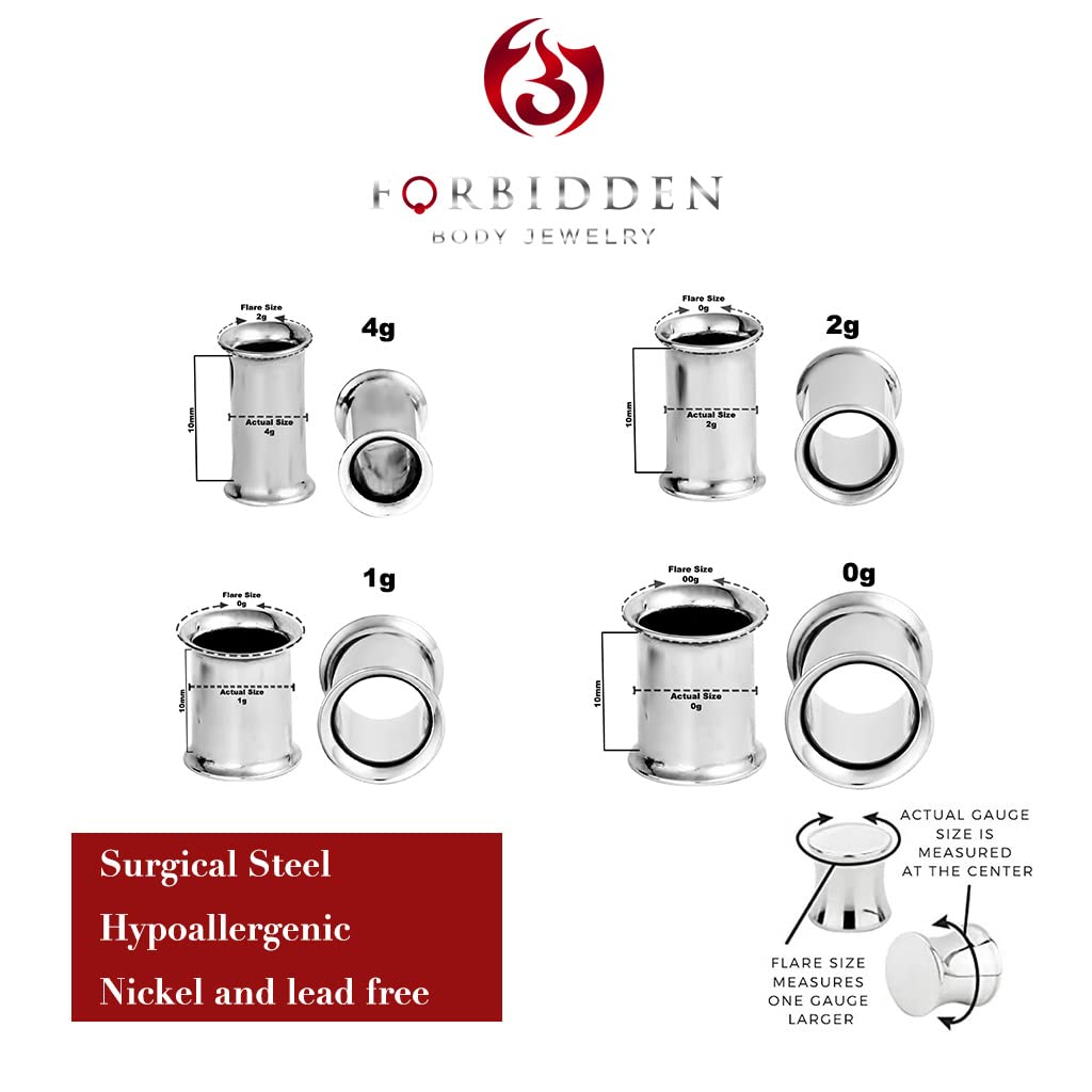 Forbidden Body Jewelry Ear Gauges, Ear Tunnels, Tunnels For Ears, 12G-2 Inch Surgical Steel Mirror Finish Double Flared Tunnel Plug Earrings (Sold in Pairs)