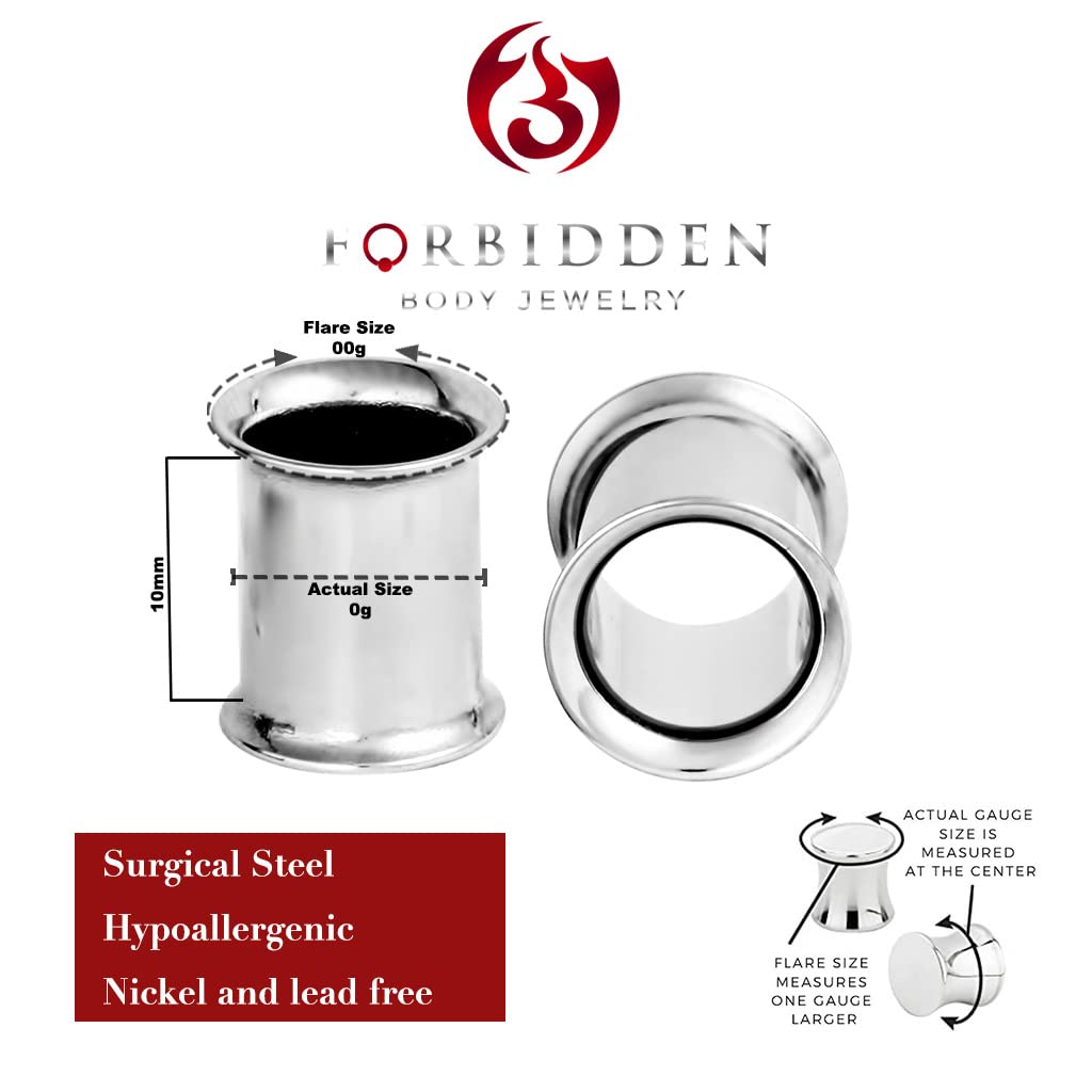 Forbidden Body Jewelry Ear Gauges, Ear Tunnels, Tunnels For Ears, 12G-2 Inch Surgical Steel Mirror Finish Double Flared Tunnel Plug Earrings (Sold in Pairs)