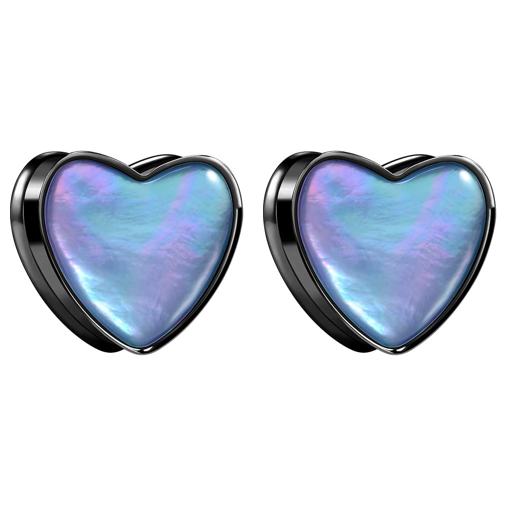 2PCS 8mm-25mm Pearl Shell Ear Gauges Saddle Tunnels 316L Stainless Steel Teardrop Heart Shape Double Flared Plugs Expander Stretcher Piercing