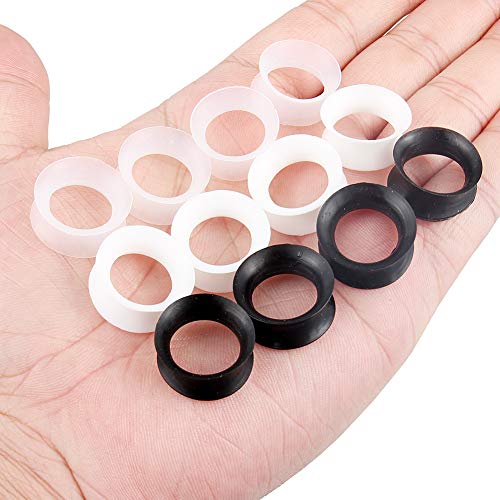 Cisyozi 6 Pairs Ultra Thin Silicone Ear Skin Flexible Flesh Tunnel Expander Stretching Gauge Earlets Plug Gauges Kit Earlets Retainer Same Sizes 6G-20mm 3 Colors