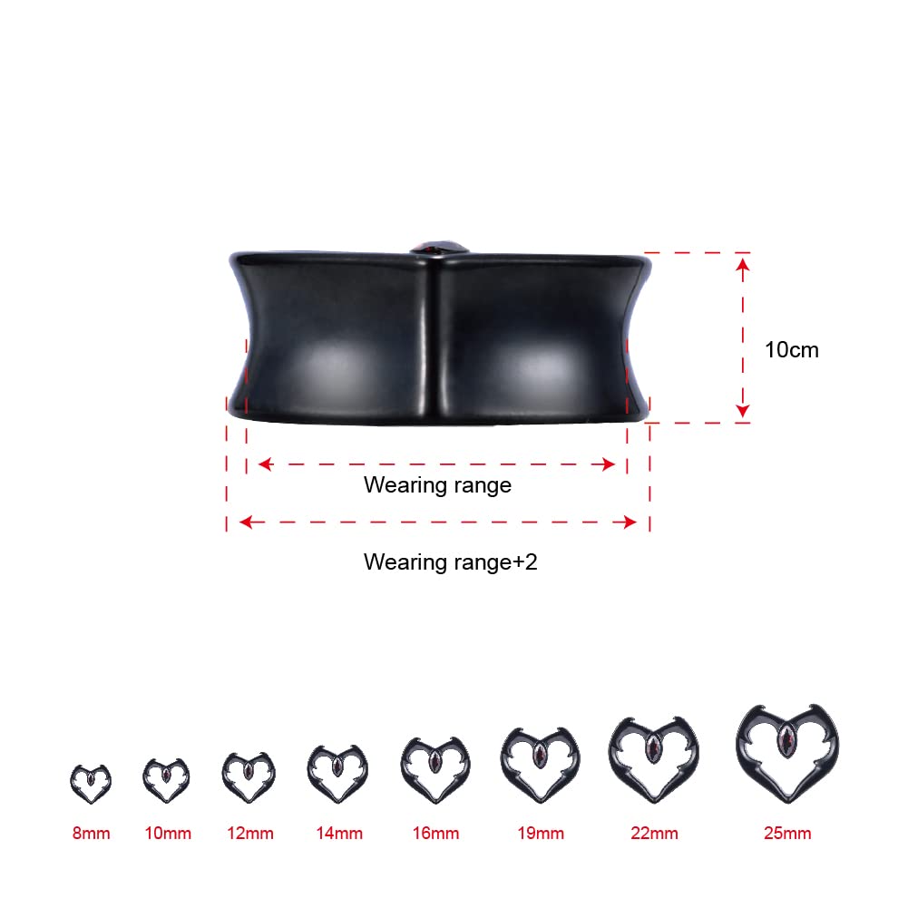 2PCS Ear Gauges Double Flared Plugs Sweet Cool Ear Stretcher Expander Heart Shape Gauge Earrings For Women Cute Piercings 0g-1"