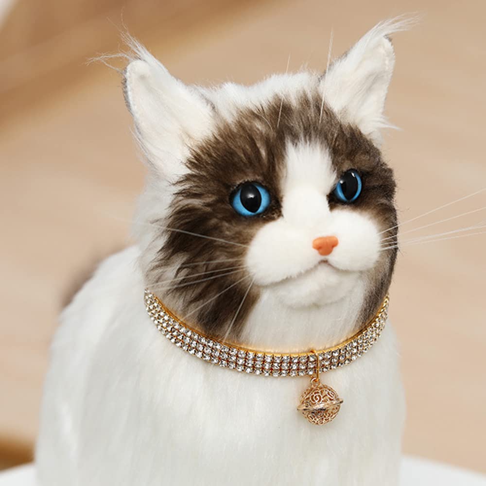 Pet Collar Gold with Diamond Shiny Adjustable Crystal Wedding Cat Collar Dog Small and Medium Pet Collar Glitter Decoration
