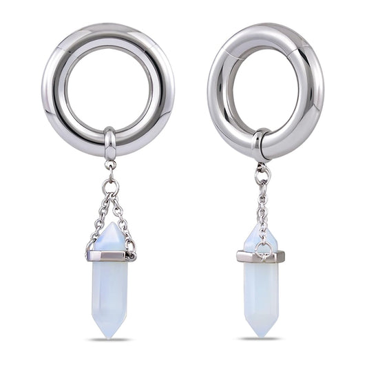 2g Ear Hanger Heavy Dangle Gauge Plug For Women 6mm Ear Weight For Stretched Ears Opal Gauge Tunnels For Ear Women Body Piercing Jewelry