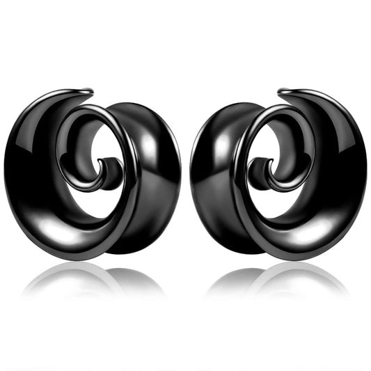 2PCS Spiral Saddle Ear Tunnels Plugs 316 Stainless Steel Ear Gauges Hypoallergenic Earrings Expander Stretcher Piercing Body Jewelry 0g-1"(8mm-25mm)