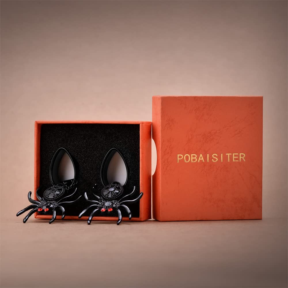 2PCS Stainless Steel Ear Gauges Tunnels Hollow Spider Bee Bat Chain Screw Fit For Men Women 6mm-25mm