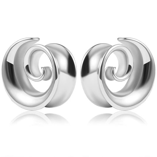 2PCS Spiral Saddle Ear Tunnels Plugs 316 Stainless Steel Ear Gauges Hypoallergenic Earrings Expander Stretcher Piercing Body Jewelry 0g-1"(8mm-25mm)