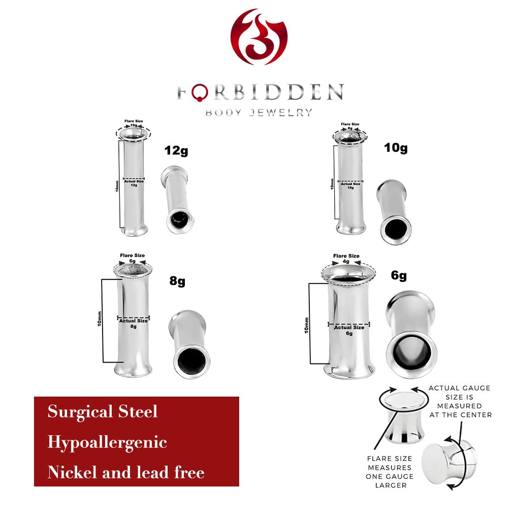 Forbidden Body Jewelry Ear Gauges, Ear Tunnels, Tunnels For Ears, 12G-2 Inch Surgical Steel Mirror Finish Double Flared Tunnel Plug Earrings (Sold in Pairs)