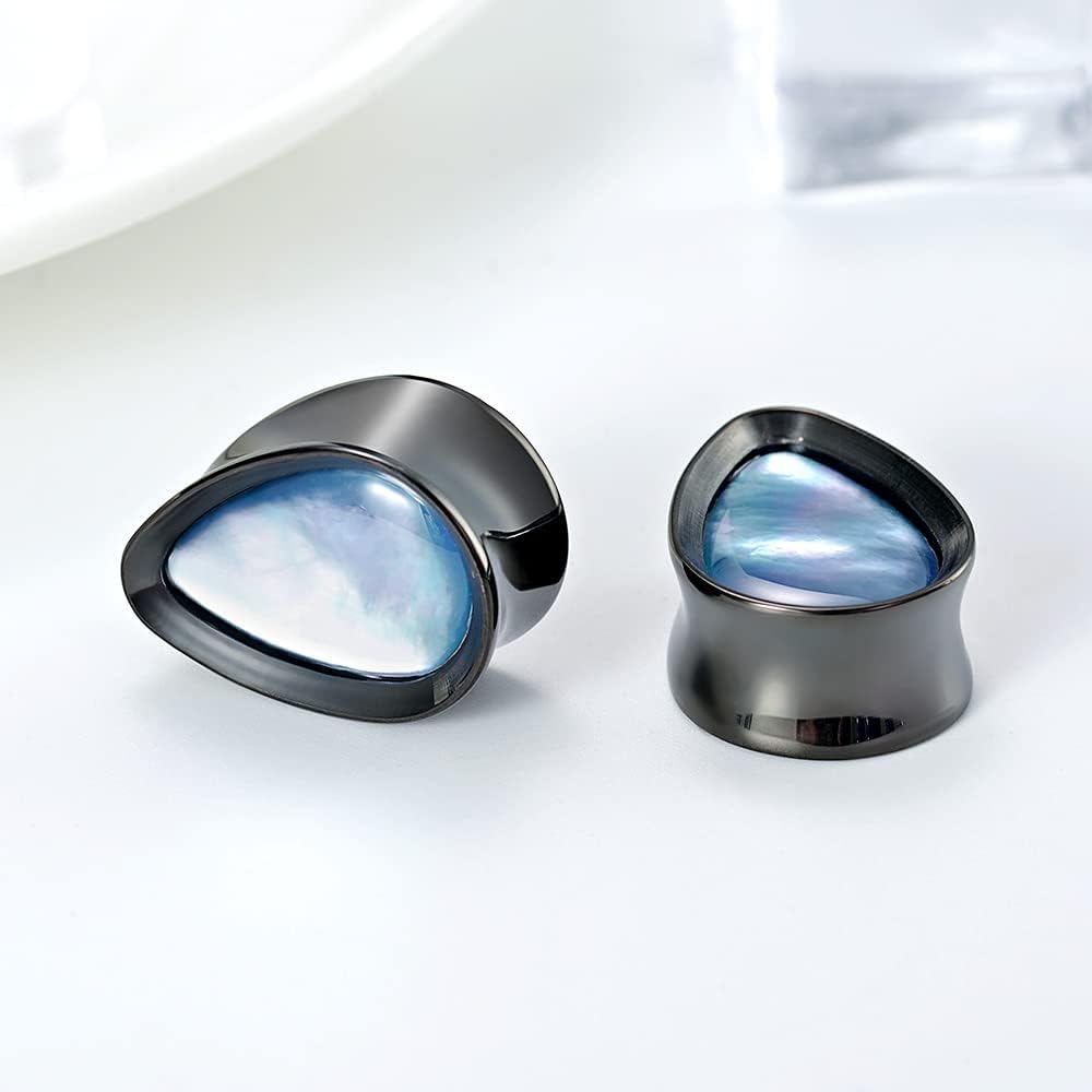 Surgical Steel Teardrop Zircon Double Flared Ear Tunnels and Plugs Stretcher Expander Sold As Pair Gauge 8mm-25mm