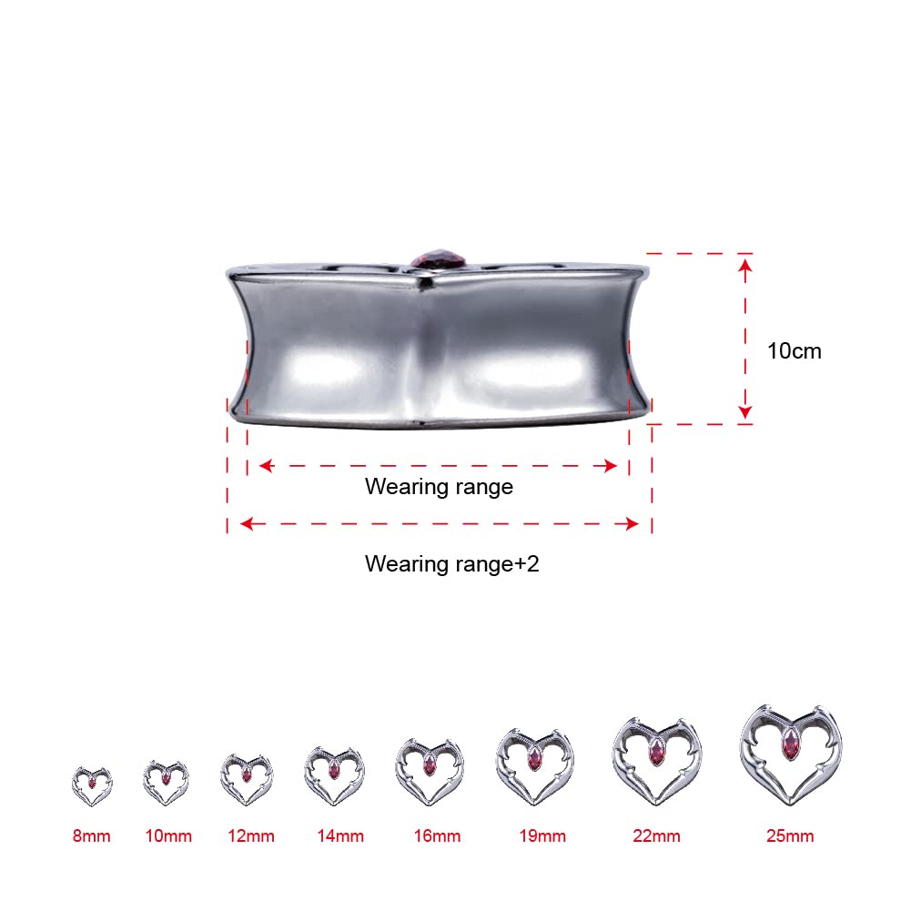 2PCS Ear Gauges Double Flared Plugs Sweet Cool Ear Stretcher Expander Heart Shape Gauge Earrings For Women Cute Piercings 0g-1"