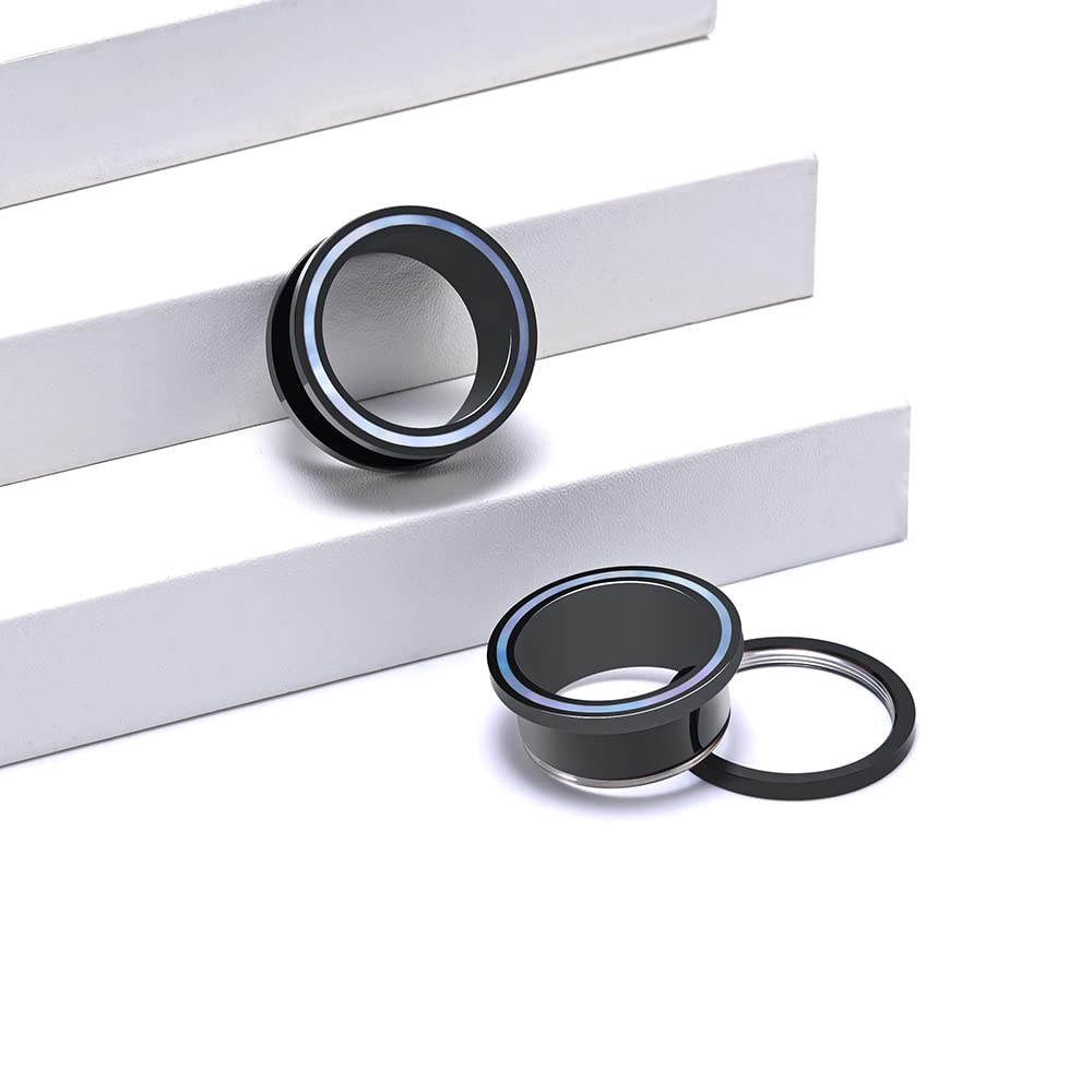 2PCS 316L Stainless Steel Two-color Screw Tunnel Ear Plug Expander Stretcher Gauge 0G-1"